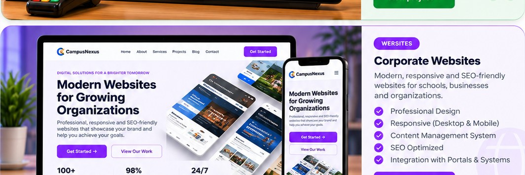 CampusNexus corporate website and e-commerce demo